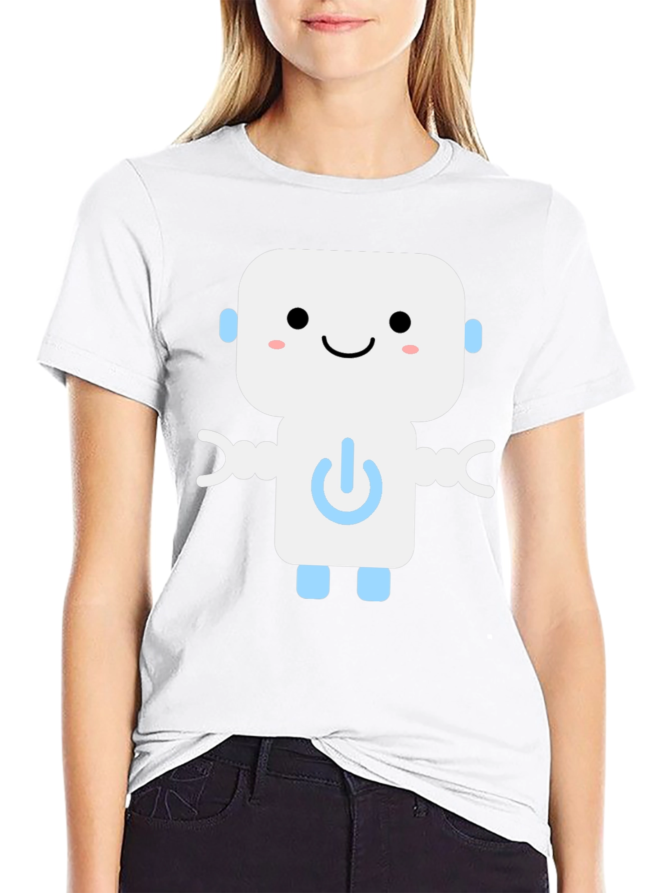 Robot Graphic Print Black T-Shirt