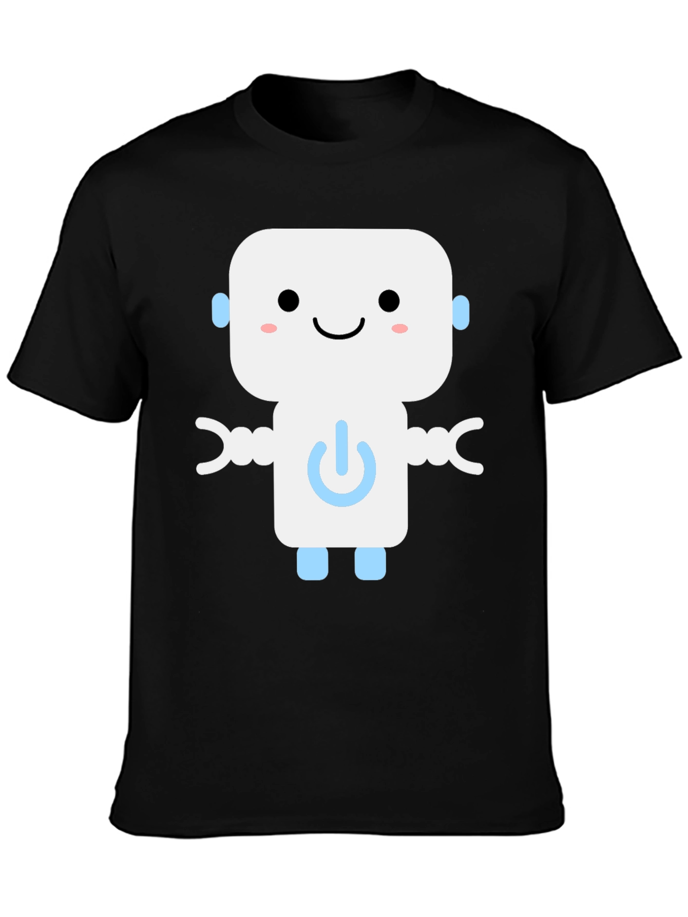 Robot Graphic Print Black T-Shirt