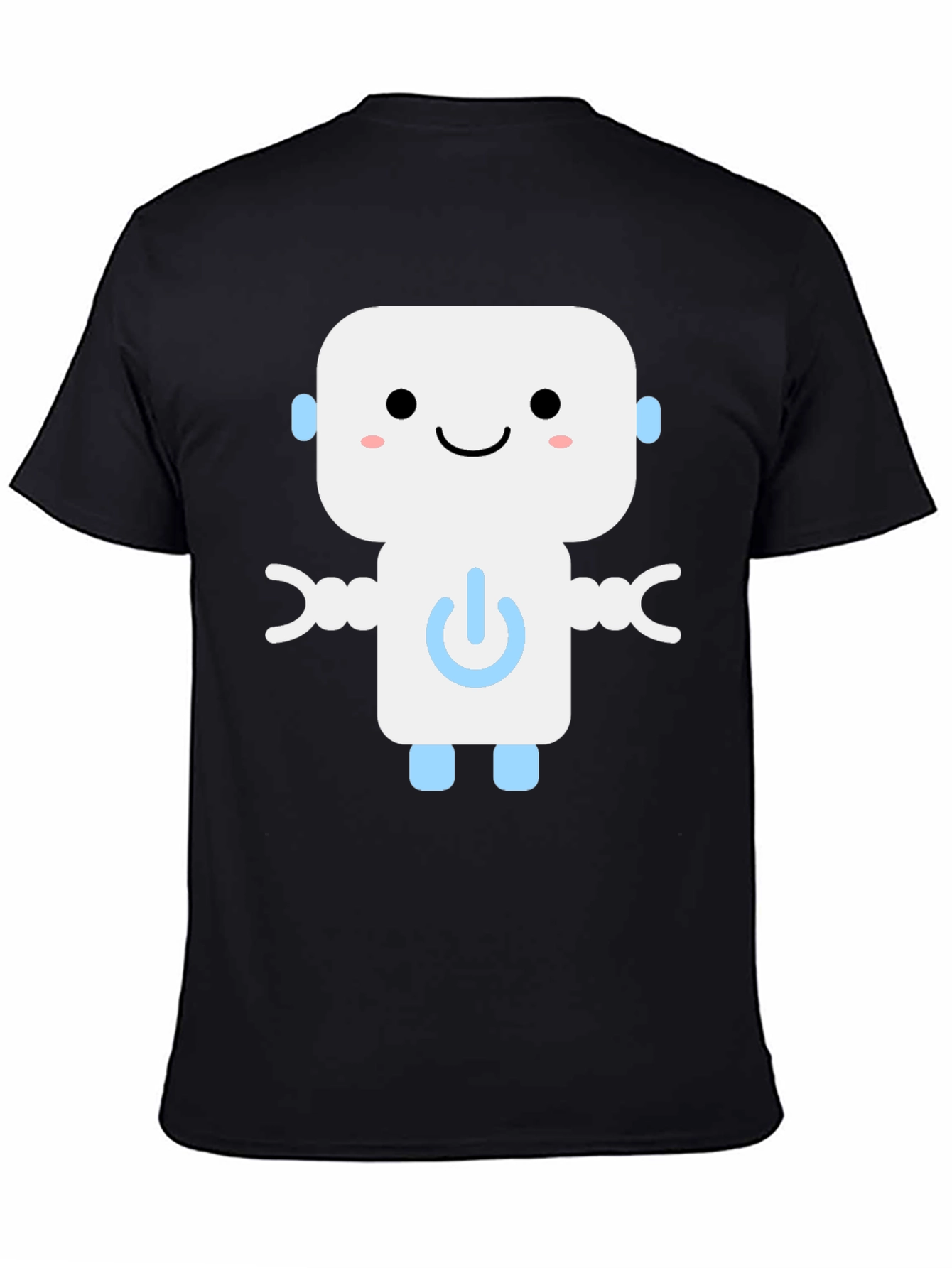 Robot Graphic Print Black T-Shirt
