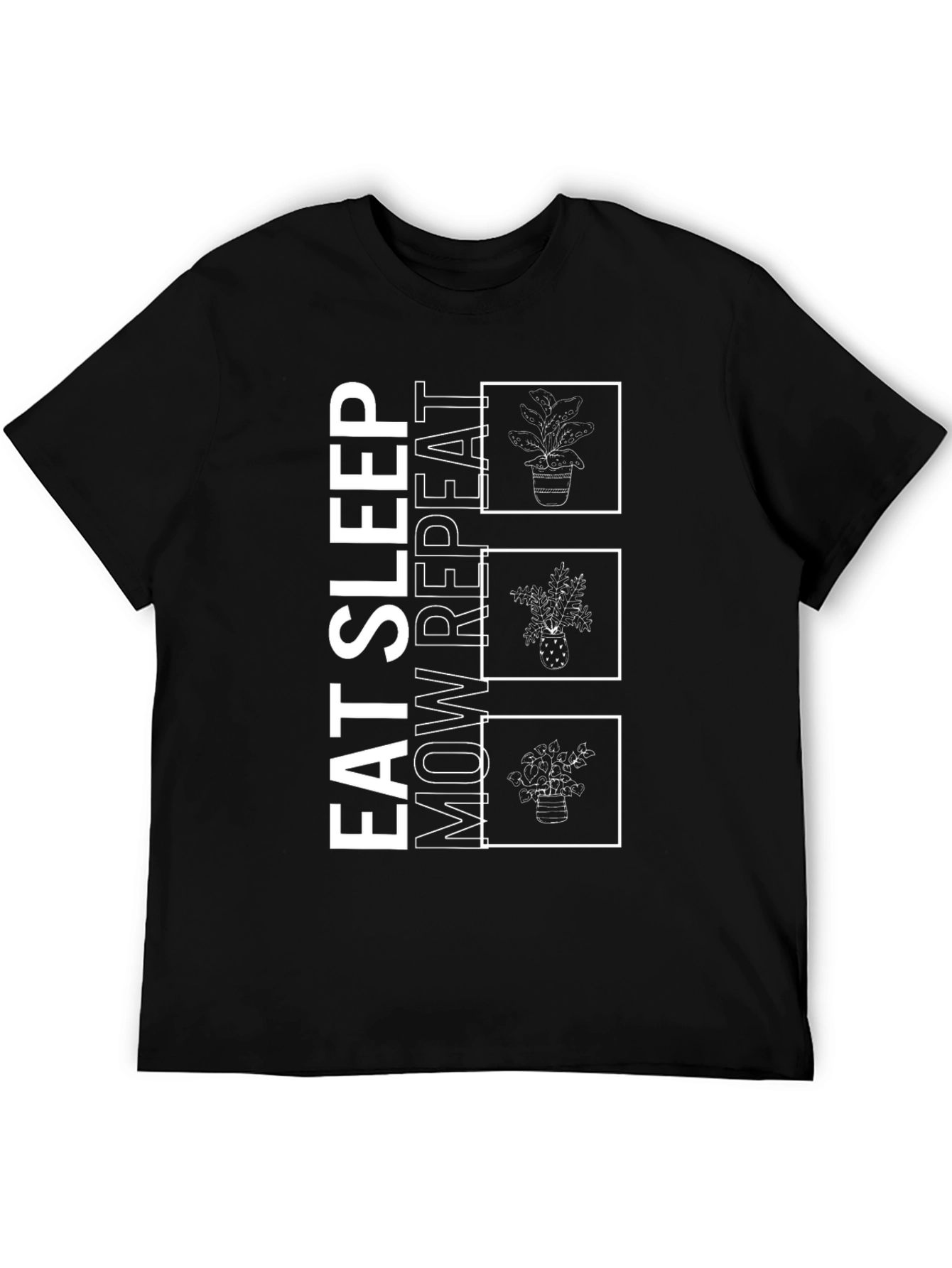 Eat Sleep Mow Repeat Black Graphic Tee