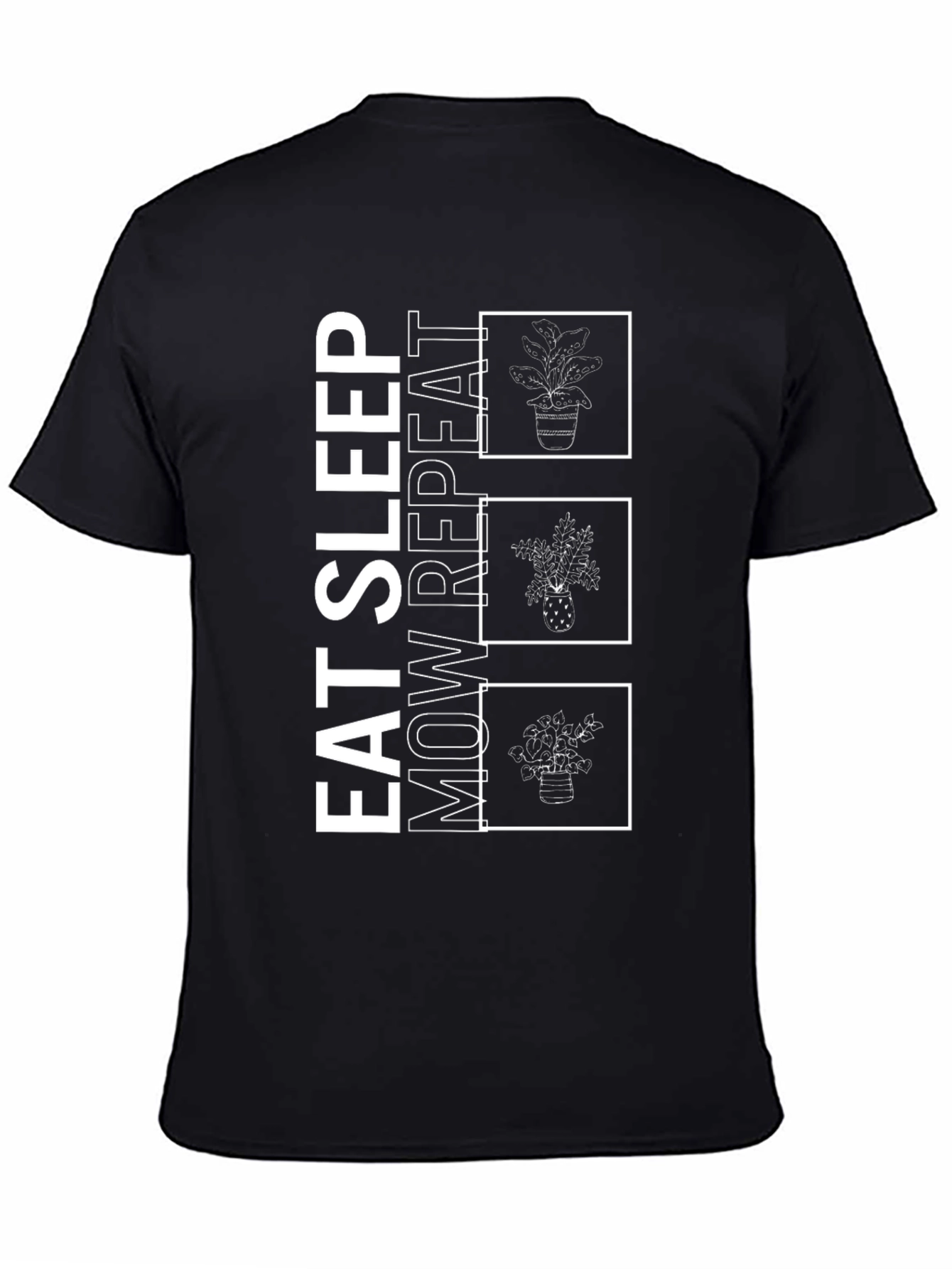 Eat Sleep Mow Repeat Black Graphic Tee