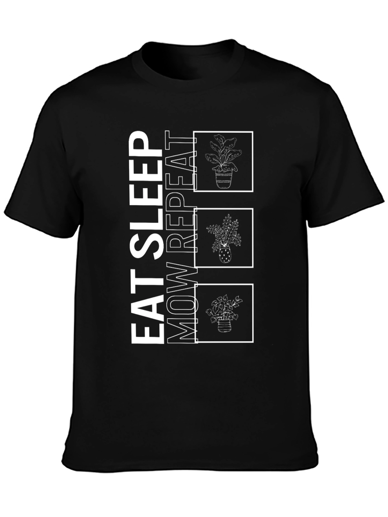 Eat Sleep Mow Repeat Black Graphic Tee