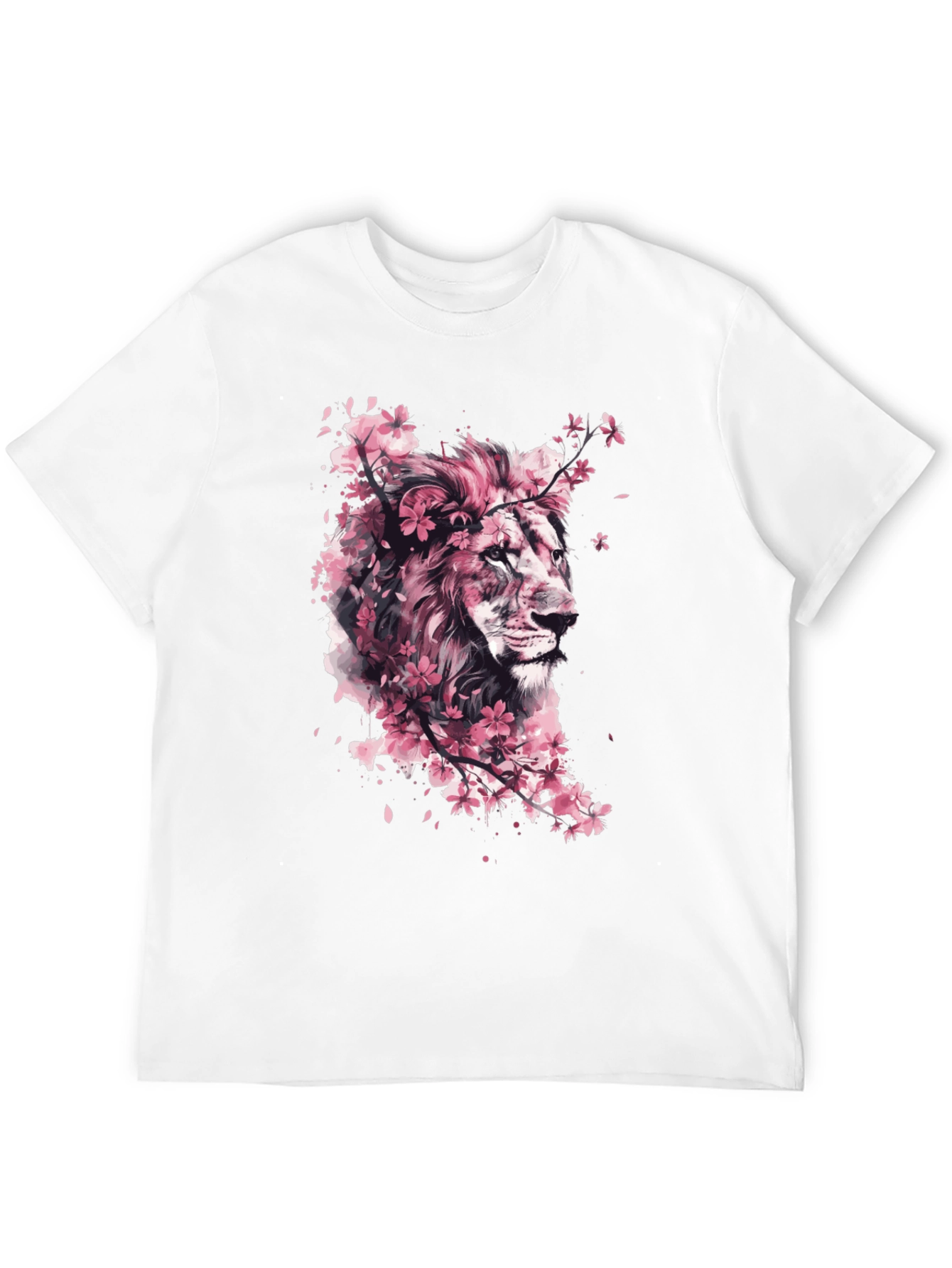 Lion Cherry Blossom Black T-Shirt
