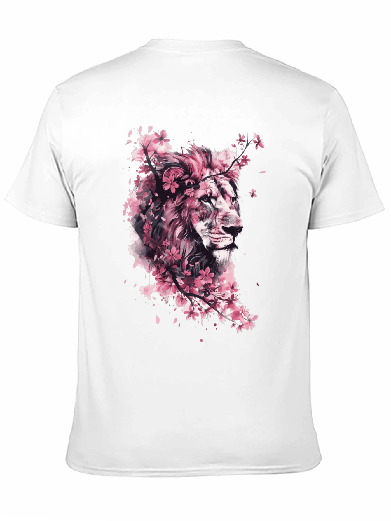 Lion Cherry Blossom Black T-Shirt