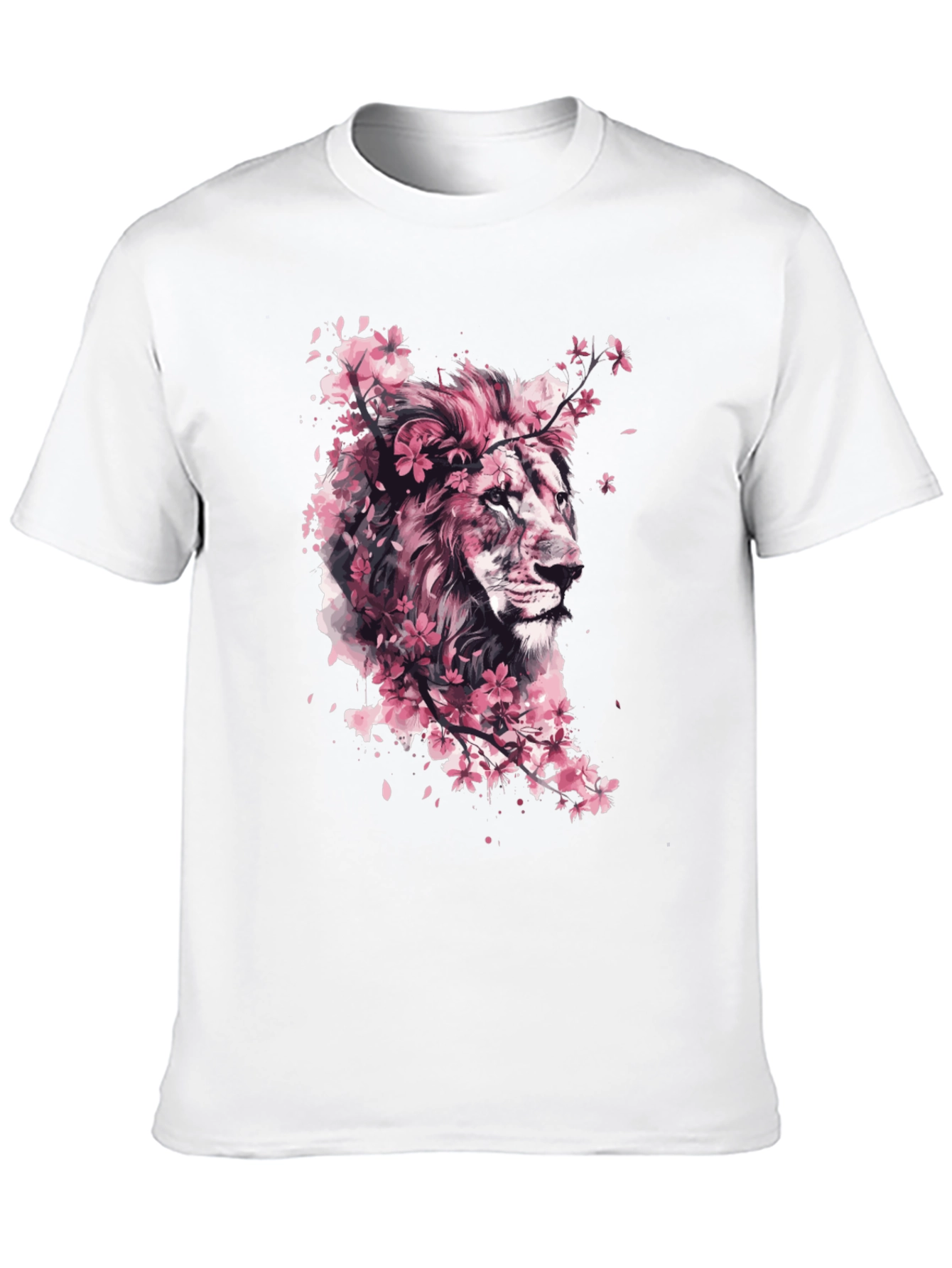 Lion Cherry Blossom Black T-Shirt