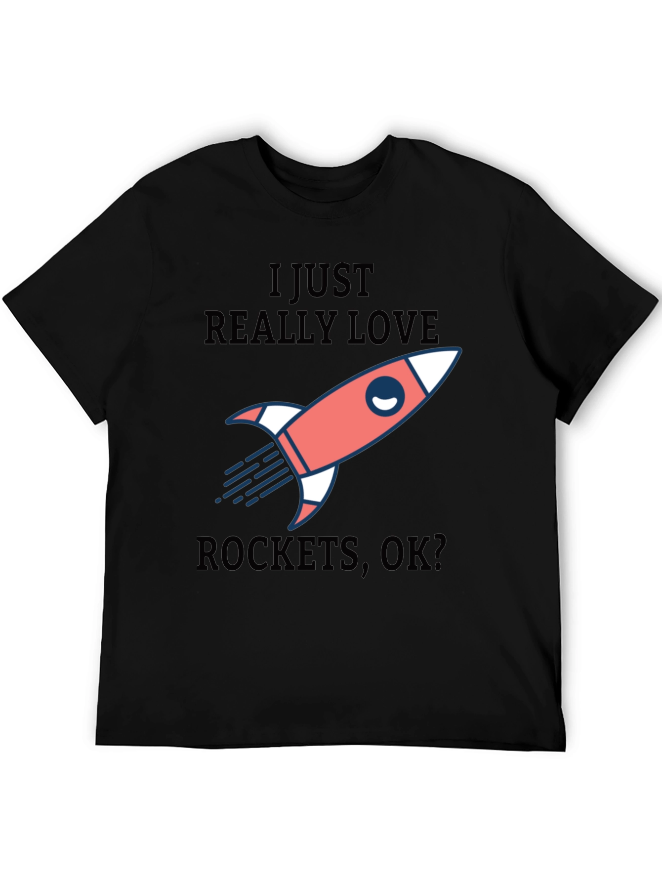 I Love Rockets Black Graphic Tee Shirt
