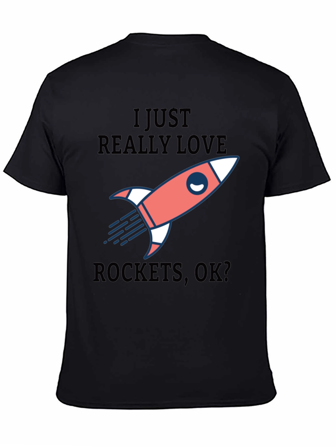 I Love Rockets Black Graphic Tee Shirt