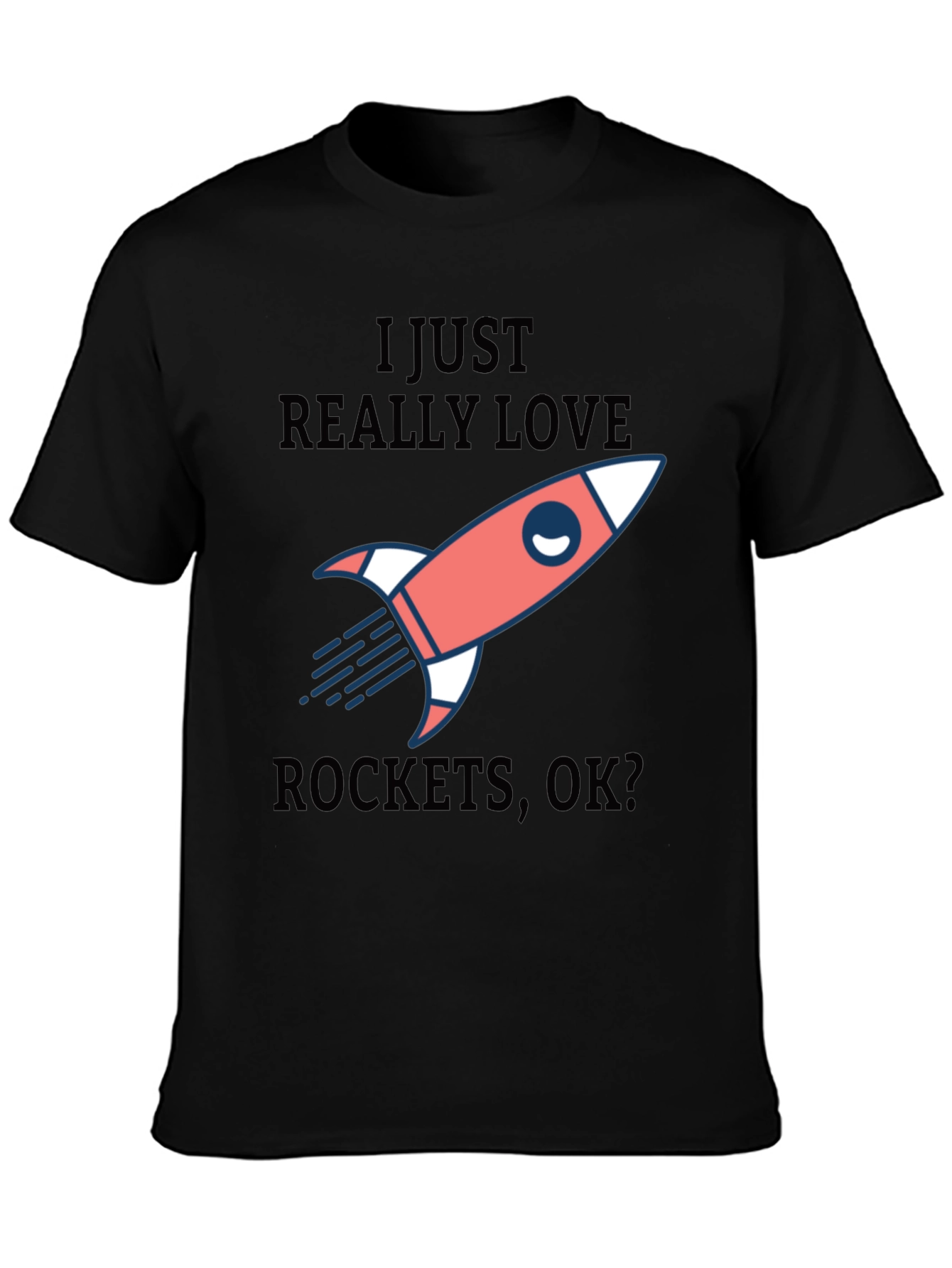 I Love Rockets Black Graphic Tee Shirt