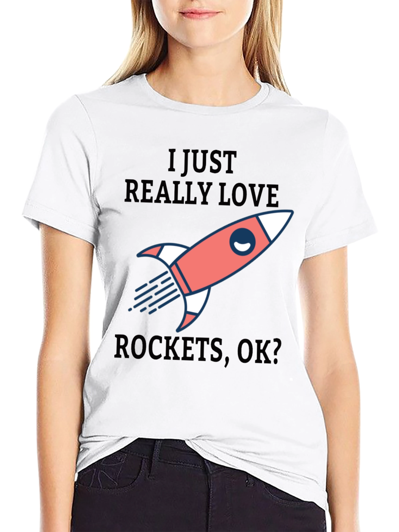 I Love Rockets Black Graphic Tee Shirt
