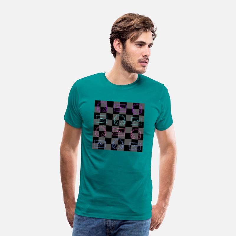 Retro 1980's Music Check - 12 BLK + GRY