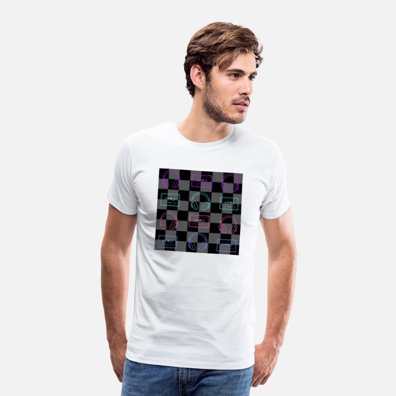 Retro 1980's Music Check - 12 BLK + GRY