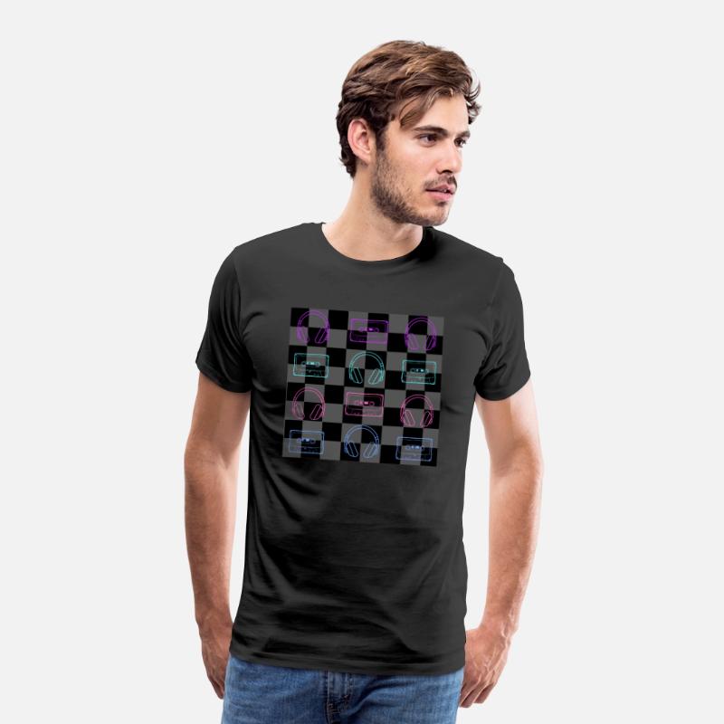 Retro 1980's Music Check - 12 BLK + GRY