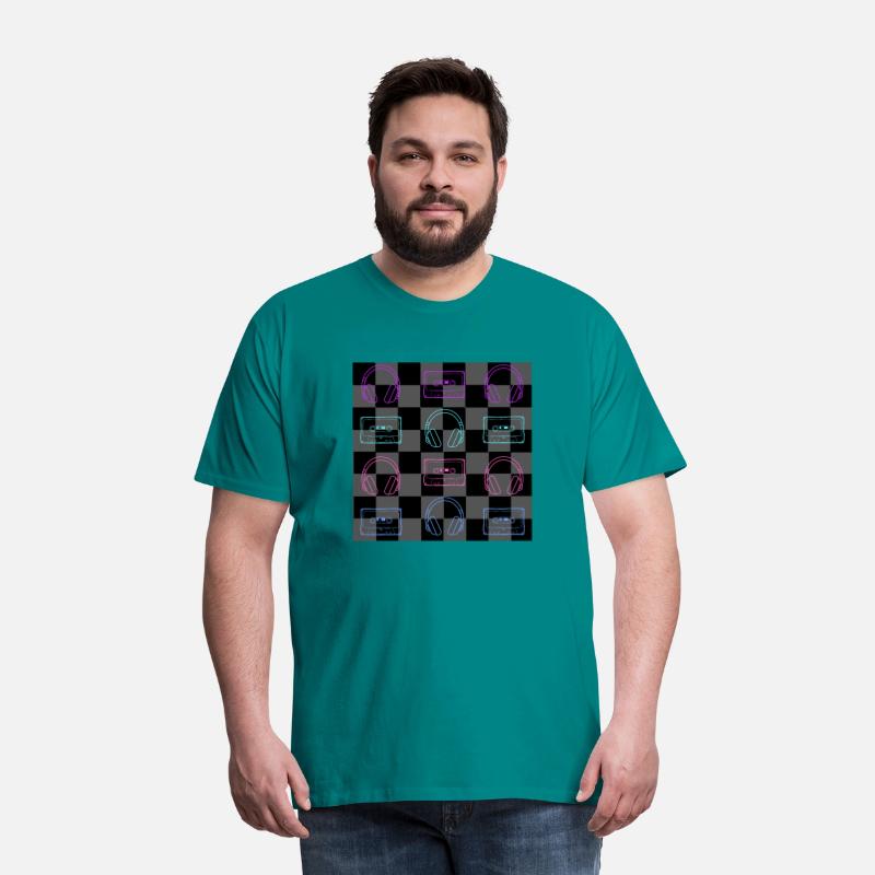 Retro 1980's Music Check - 12 BLK + GRY