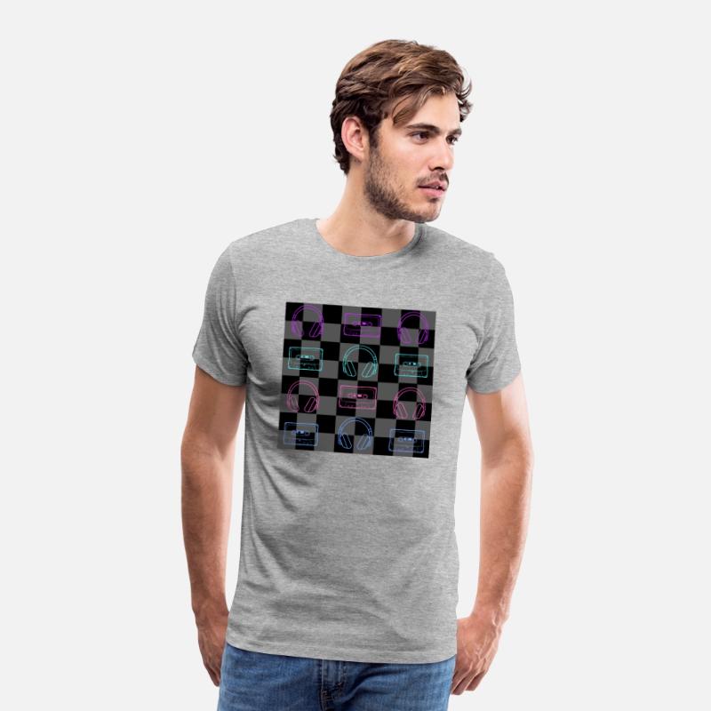 Retro 1980's Music Check - 12 BLK + GRY