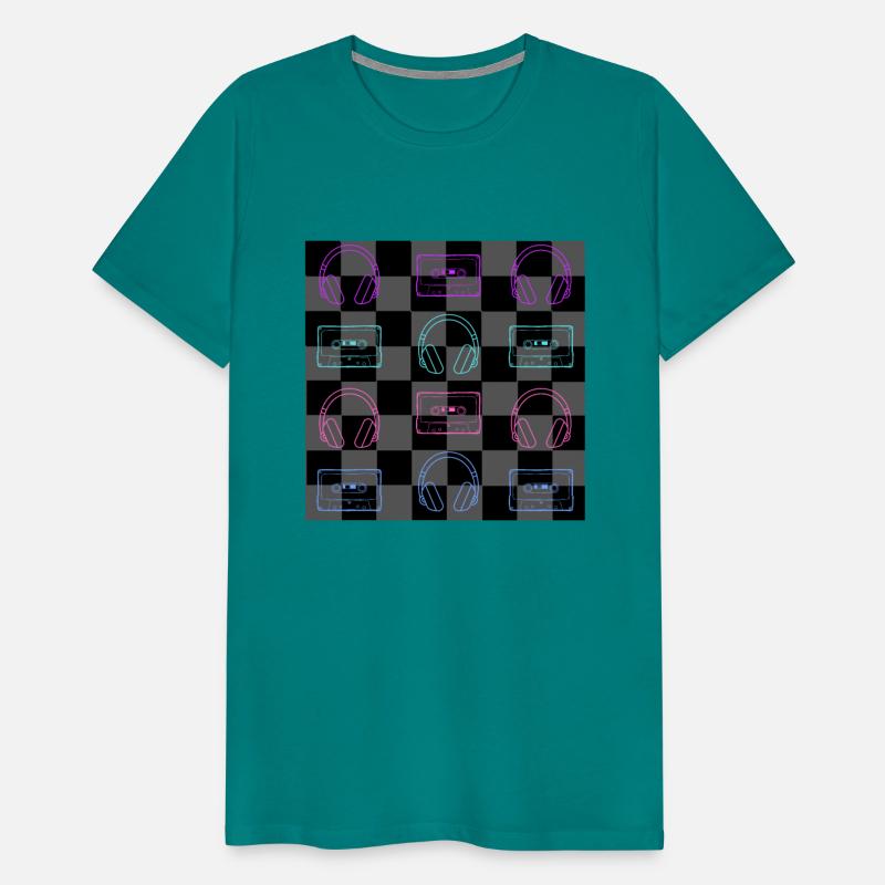 Retro 1980's Music Check - 12 BLK + GRY