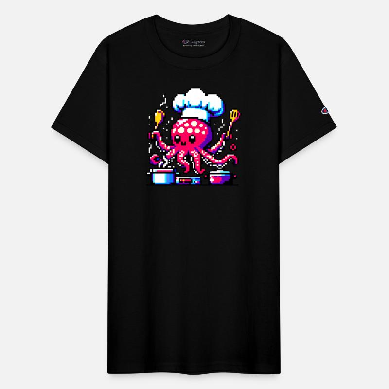 Retro Pixel Octopus Chef: Culinary Art Masterpiece
