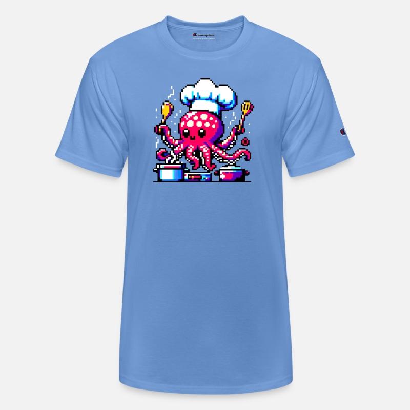 Retro Pixel Octopus Chef: Culinary Art Masterpiece
