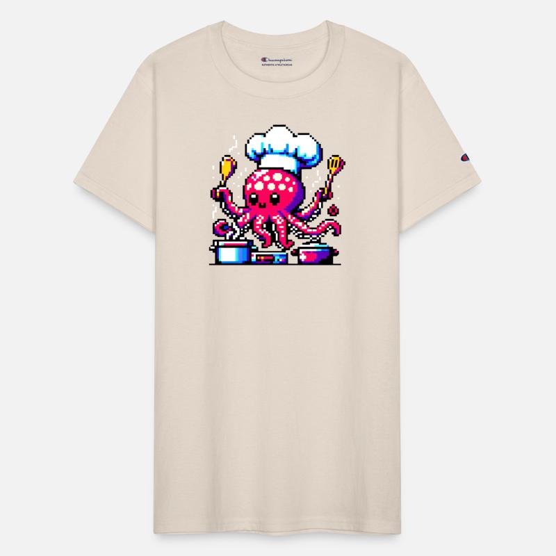 Retro Pixel Octopus Chef: Culinary Art Masterpiece
