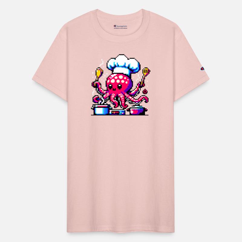 Retro Pixel Octopus Chef: Culinary Art Masterpiece