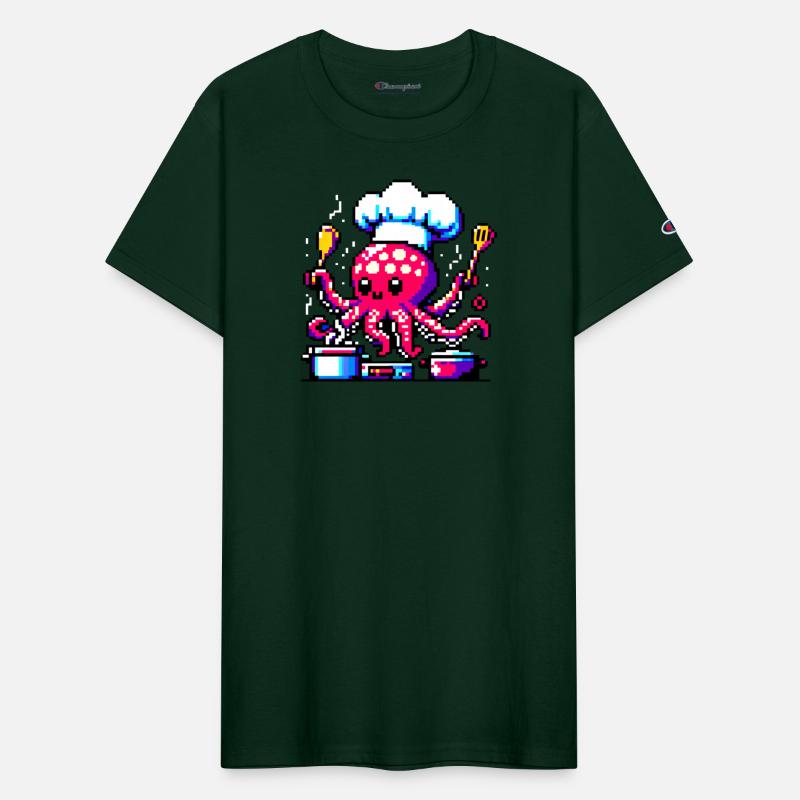 Retro Pixel Octopus Chef: Culinary Art Masterpiece