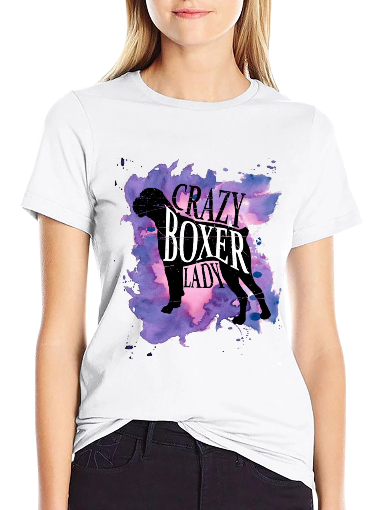 Crazy Boxer Lady T-Shirt - Womens Dog Lover Tee