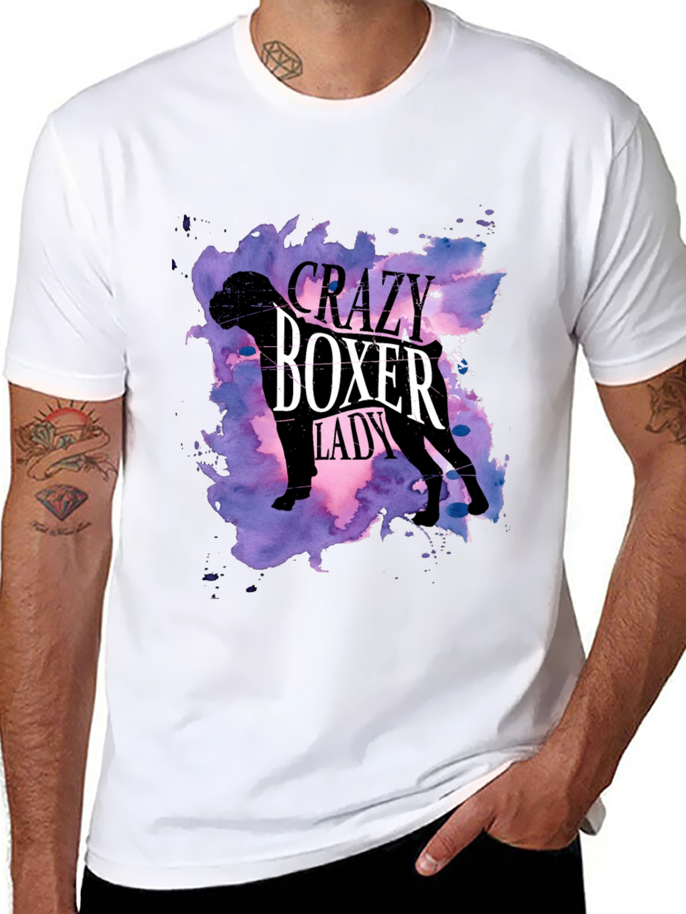 Crazy Boxer Lady T-Shirt - Womens Dog Lover Tee