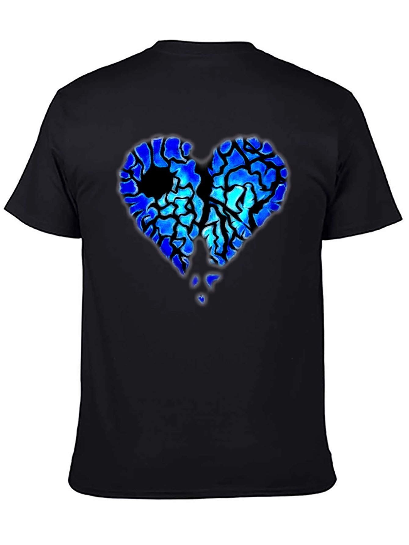 Broken Heart Graphic Print Black T-Shirt