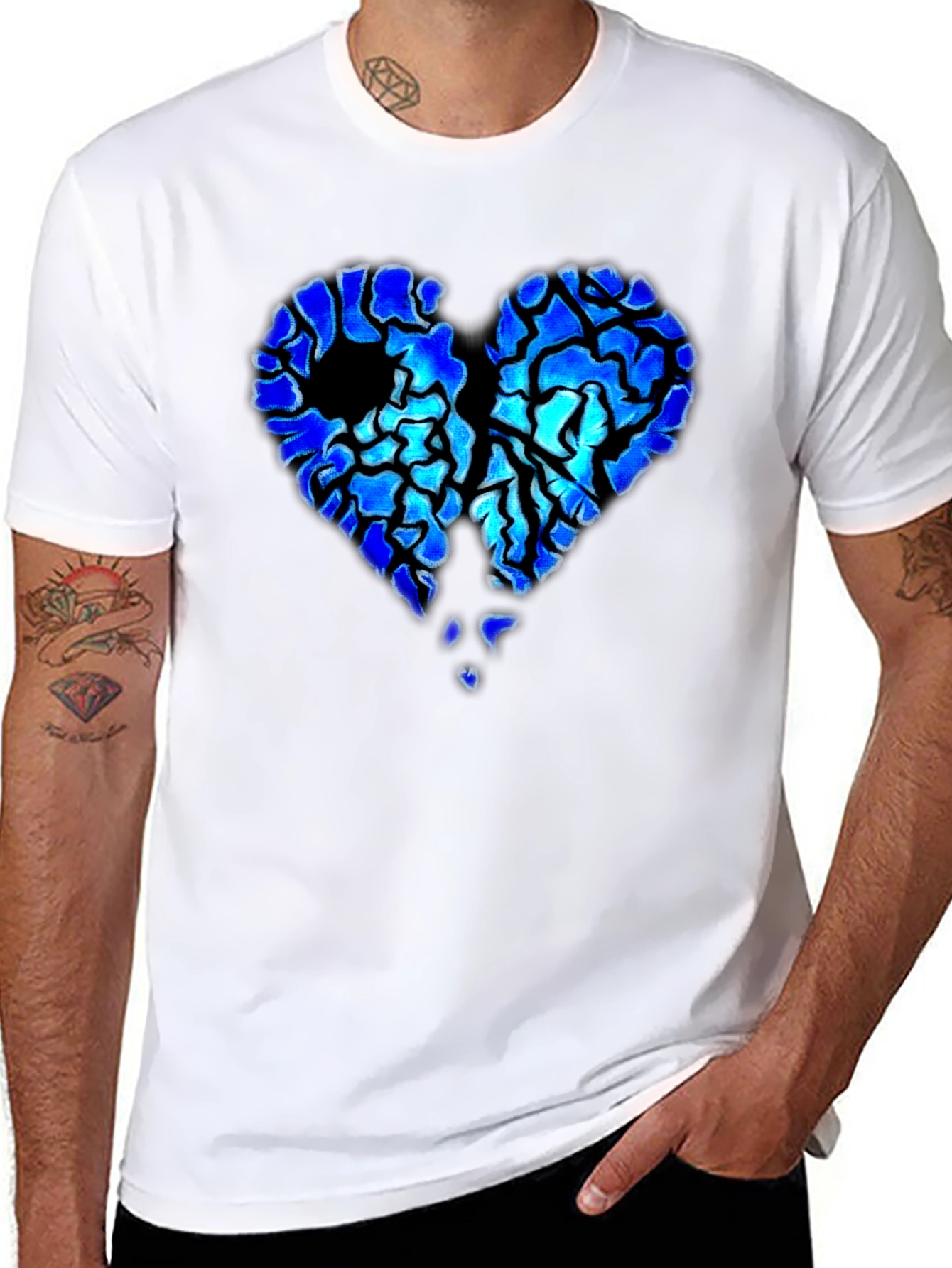 Broken Heart Graphic Print Black T-Shirt