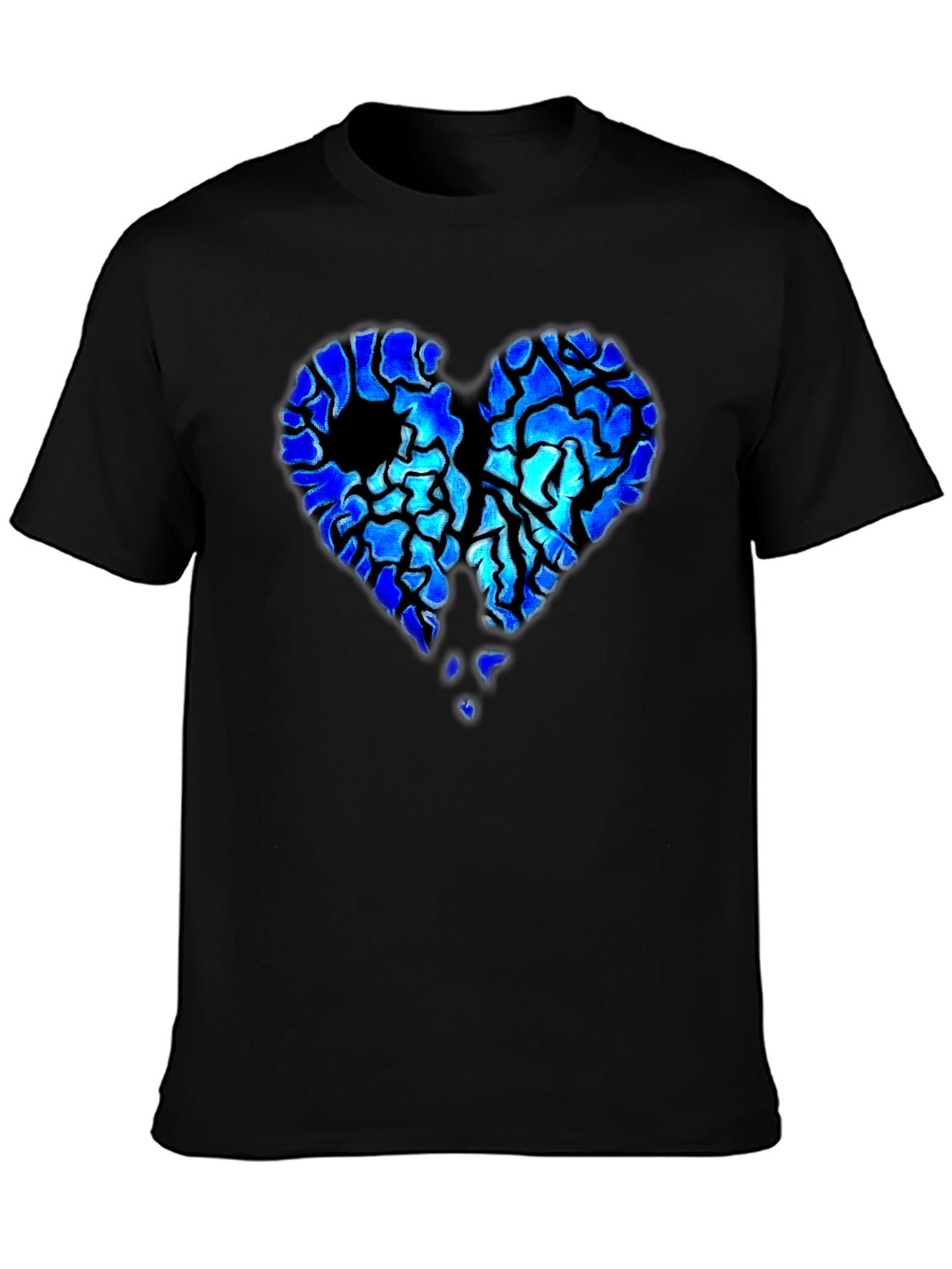 Broken Heart Graphic Print Black T-Shirt