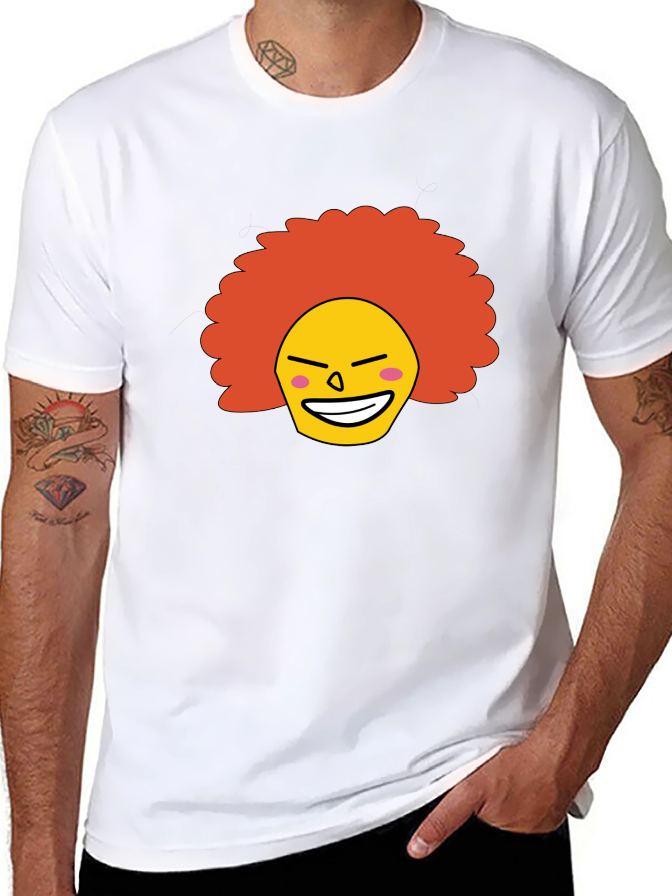 Funny Afro Clown Face Graphic T-Shirt
