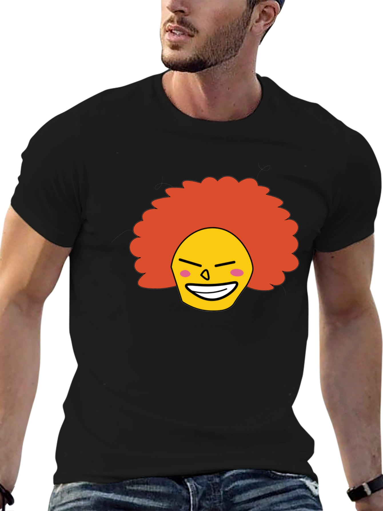 Funny Afro Clown Face Graphic T-Shirt