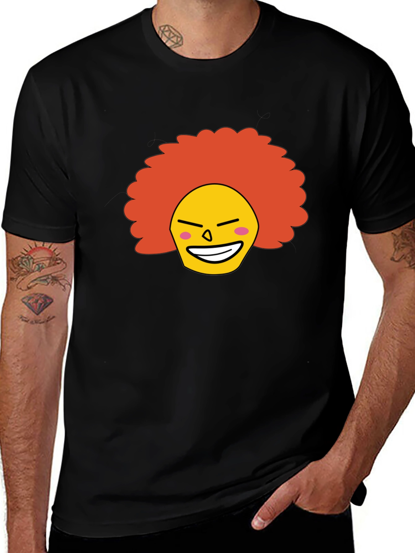 Funny Afro Clown Face Graphic T-Shirt