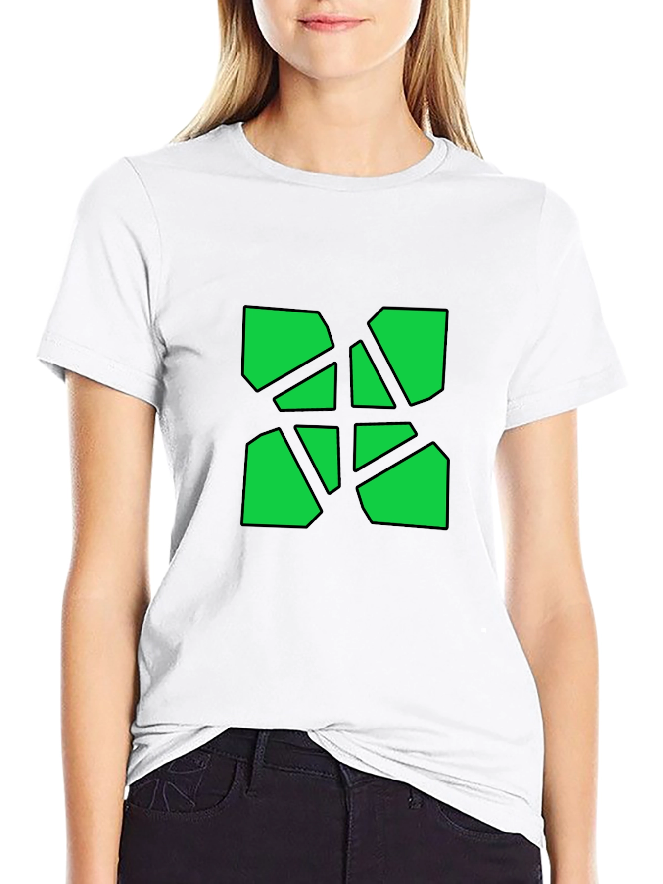 Geometric Green Graphic Black T-Shirt