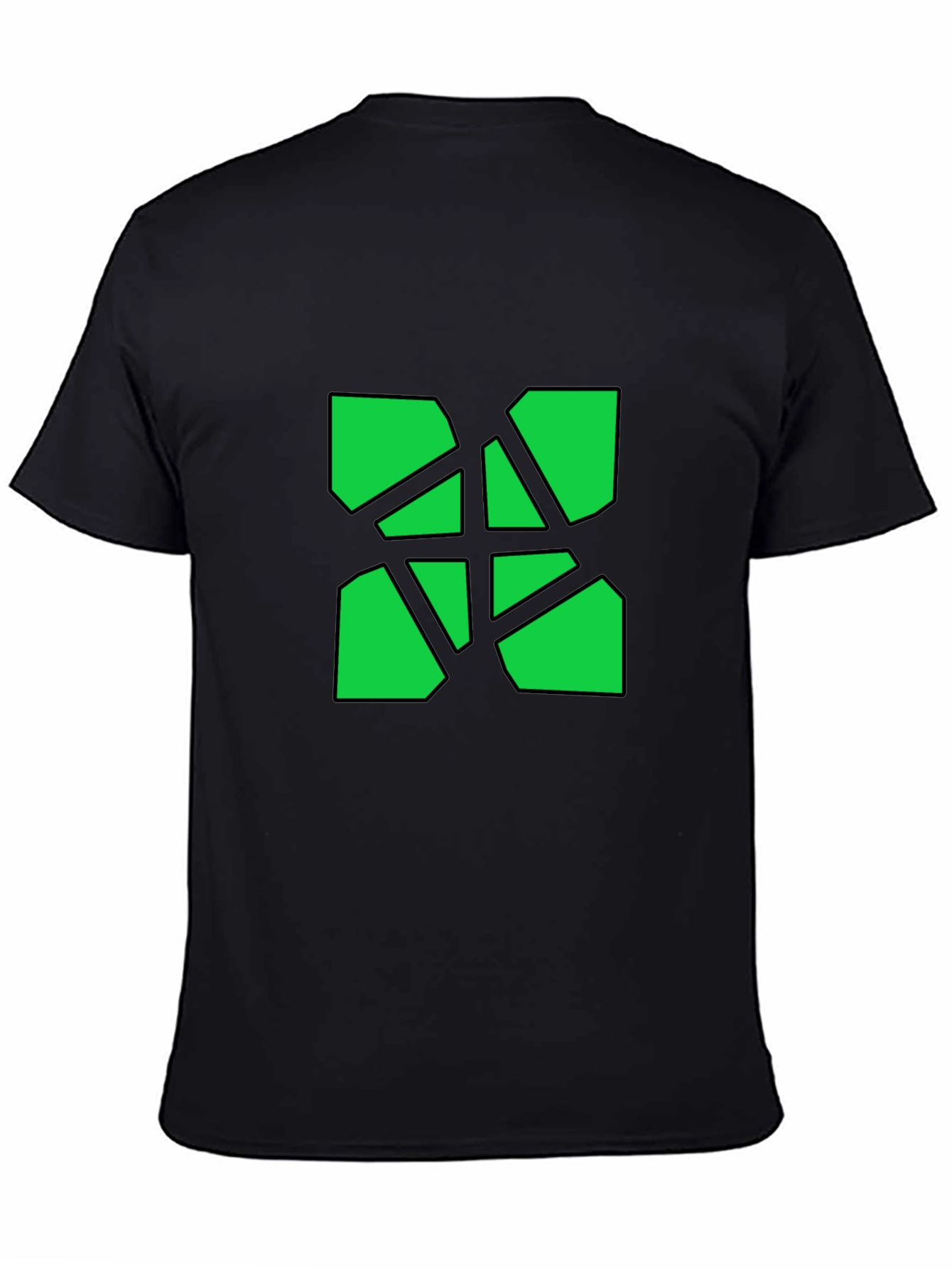 Geometric Green Graphic Black T-Shirt