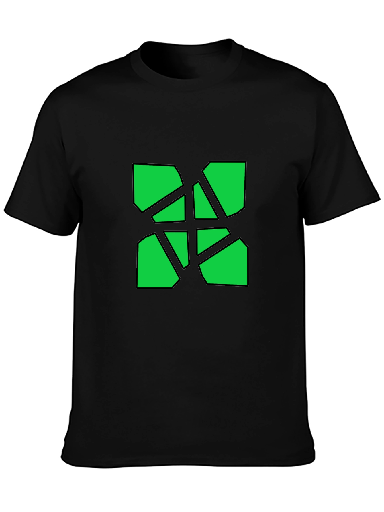 Geometric Green Graphic Black T-Shirt