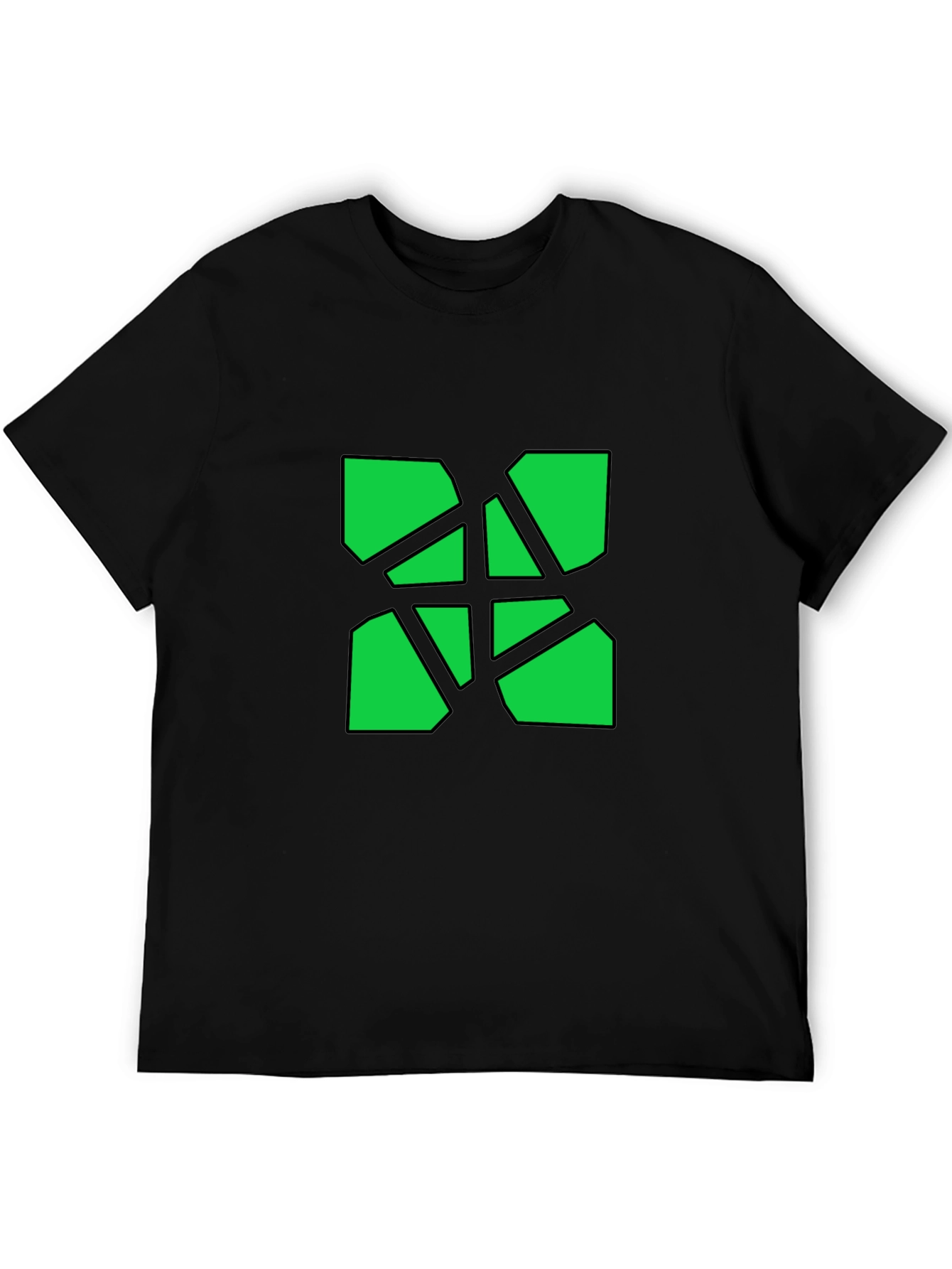 Geometric Green Graphic Black T-Shirt
