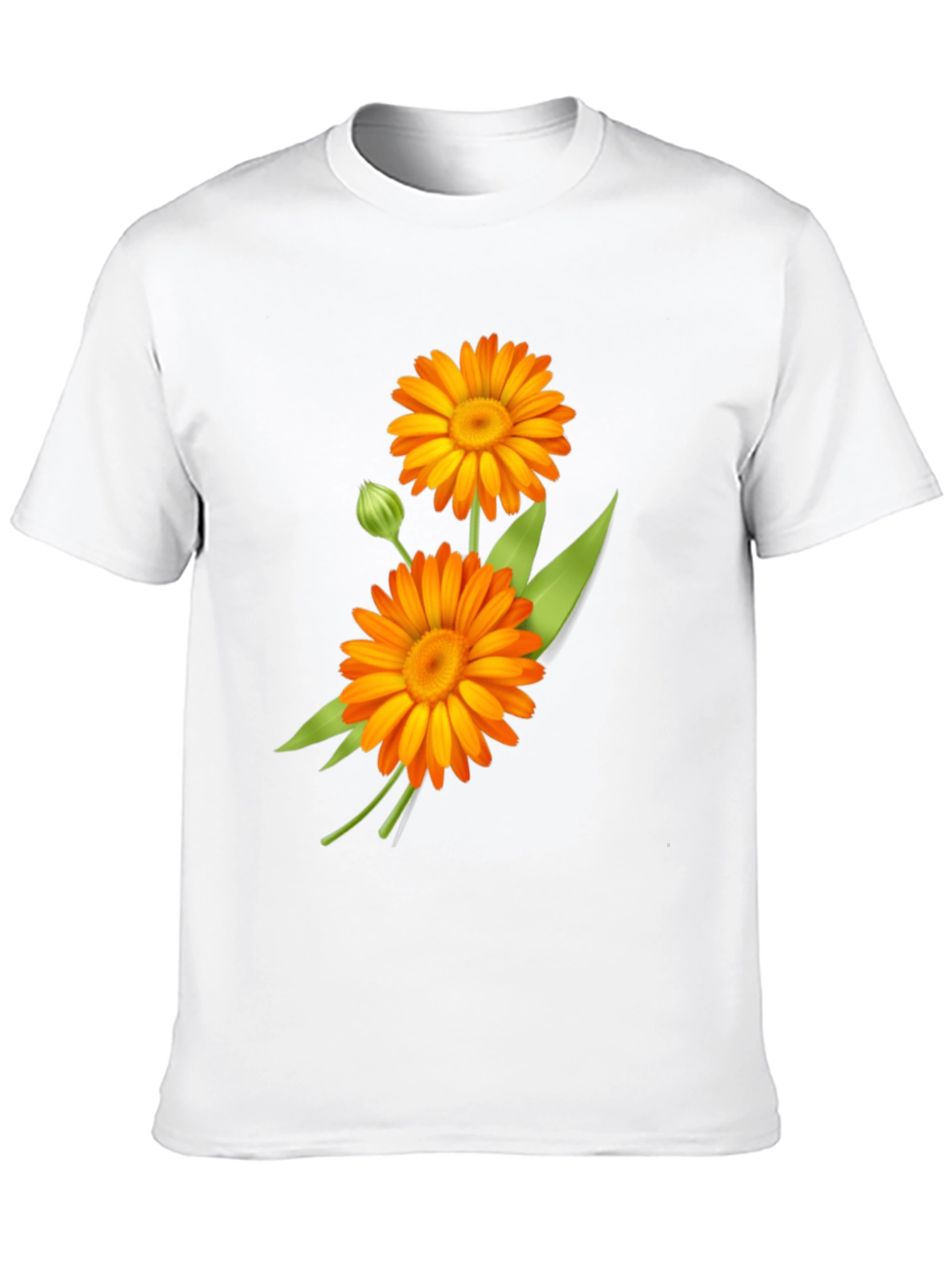 Calendula Flower Graphic Print Black Tee