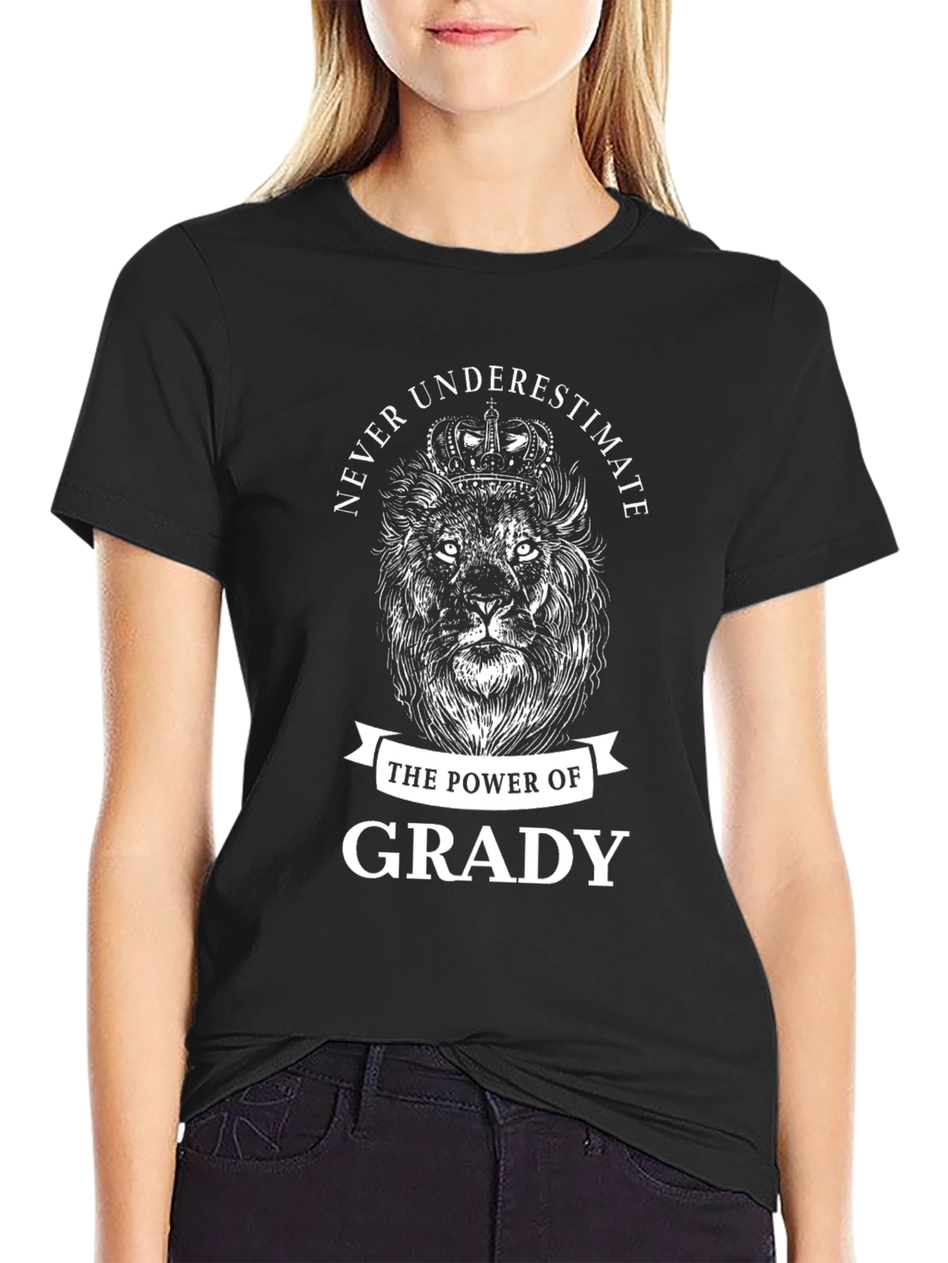 Never Underestimate Grady Lion Graphic T-Shirt