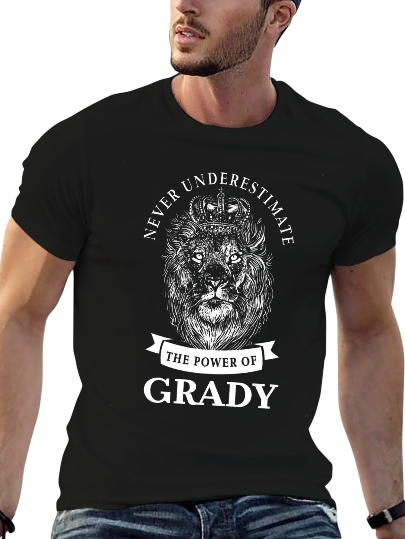 Never Underestimate Grady Lion Graphic T-Shirt