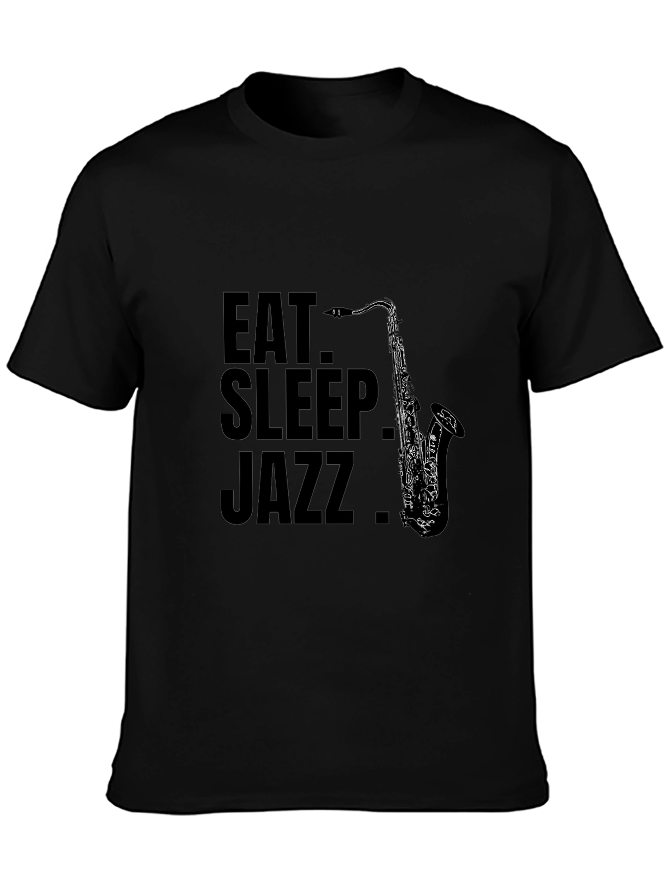 Eat Sleep Jazz Saxophone T-Shirt - Black Cotton Tee