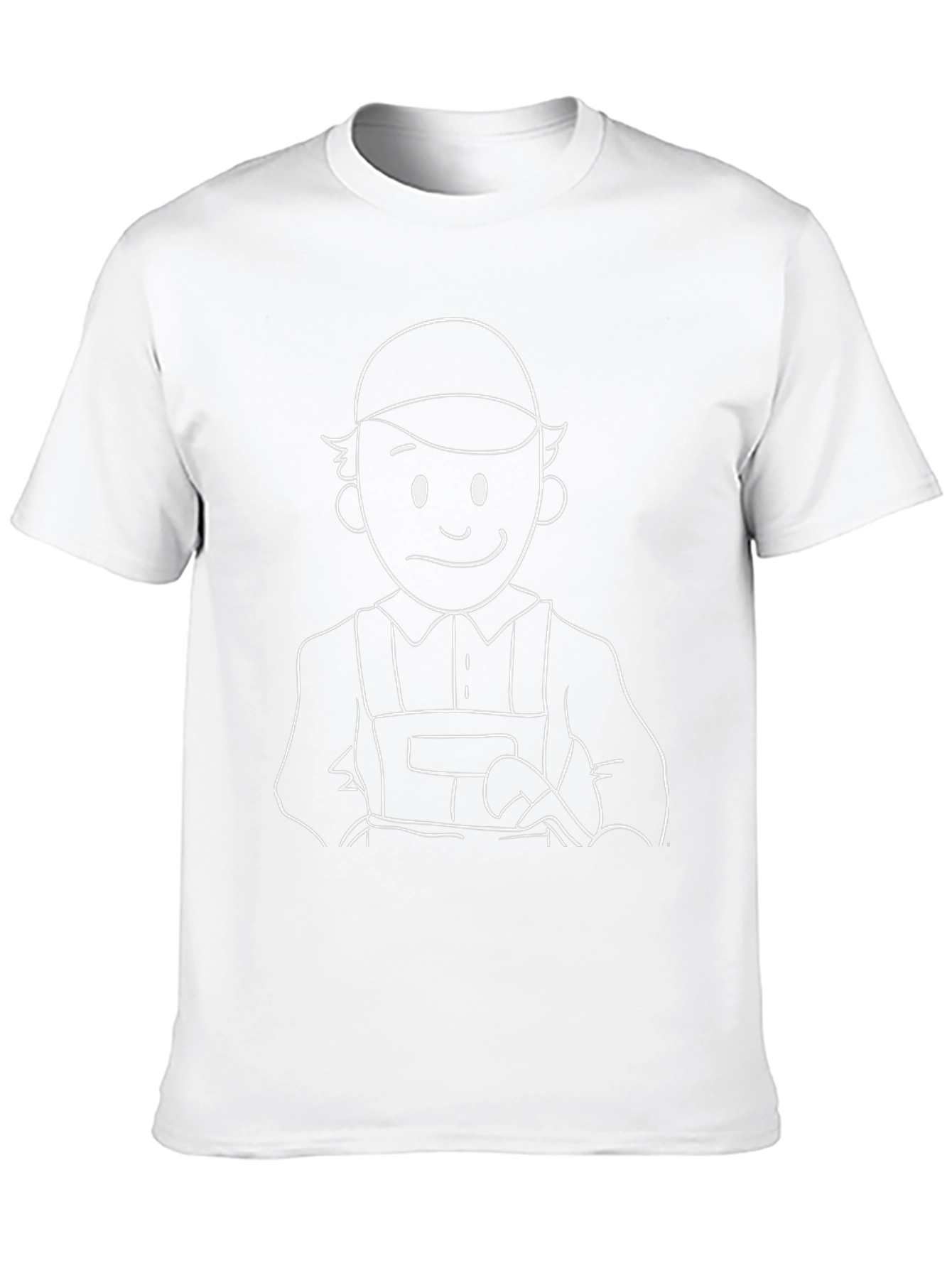 Cartoon Plumber Graphic Tee - Black Cotton T-Shirt