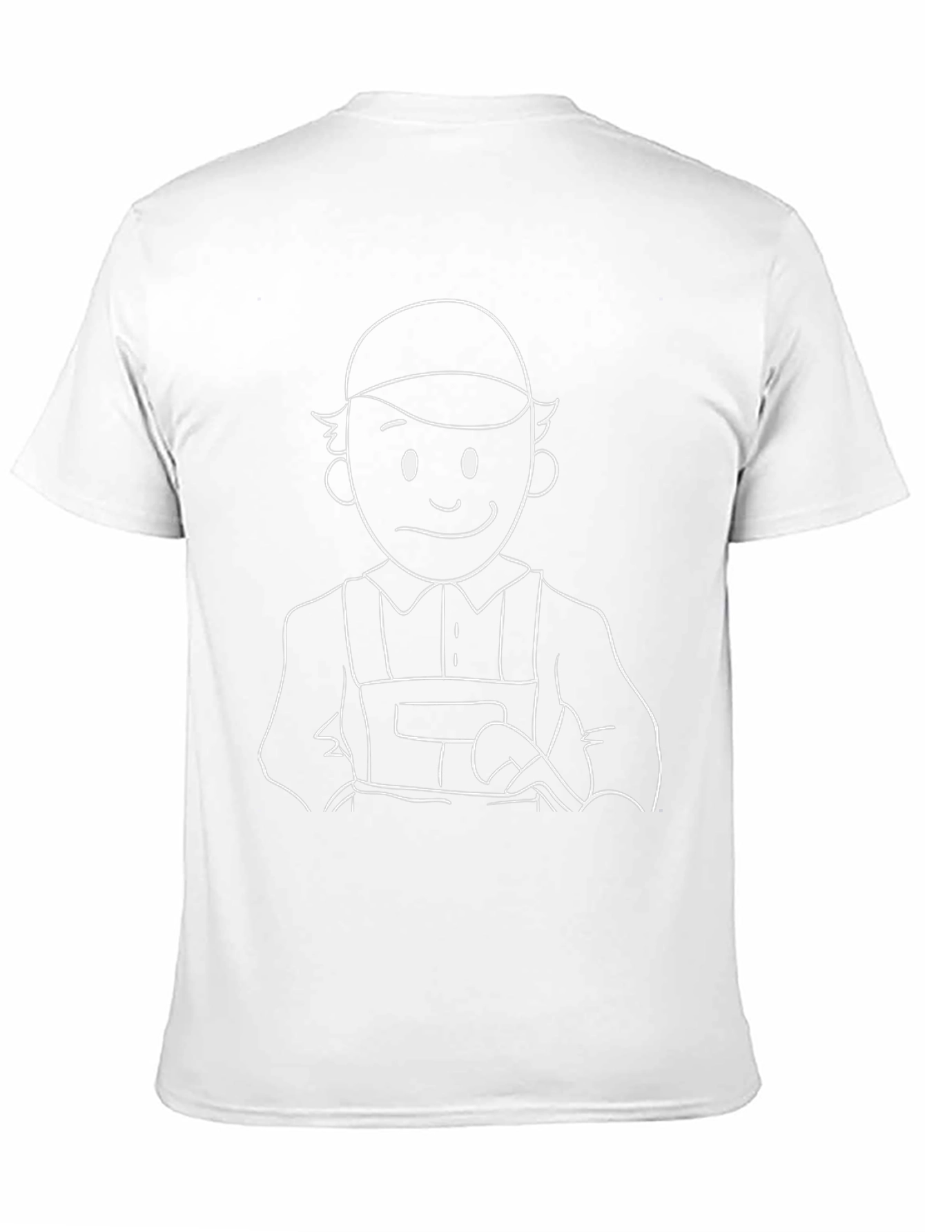 Cartoon Plumber Graphic Tee - Black Cotton T-Shirt
