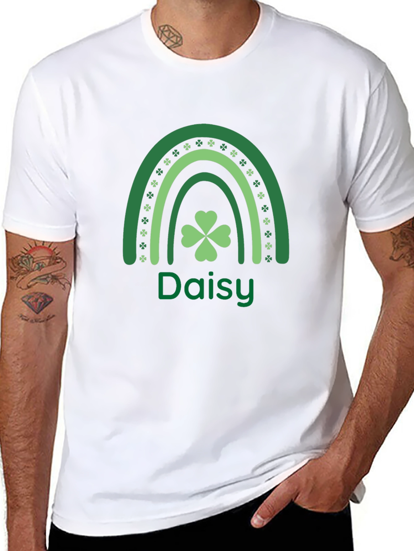 St. Patricks Day Daisy Shamrock Rainbow T-Shirt