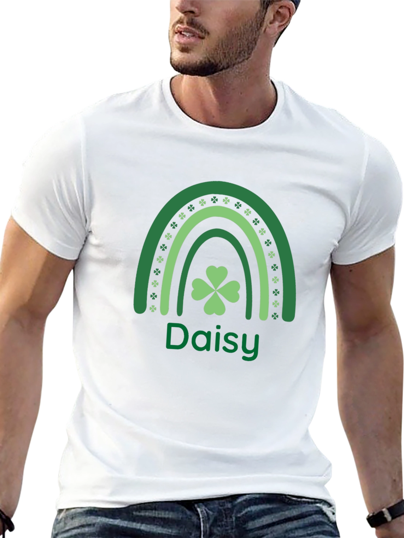 St. Patricks Day Daisy Shamrock Rainbow T-Shirt
