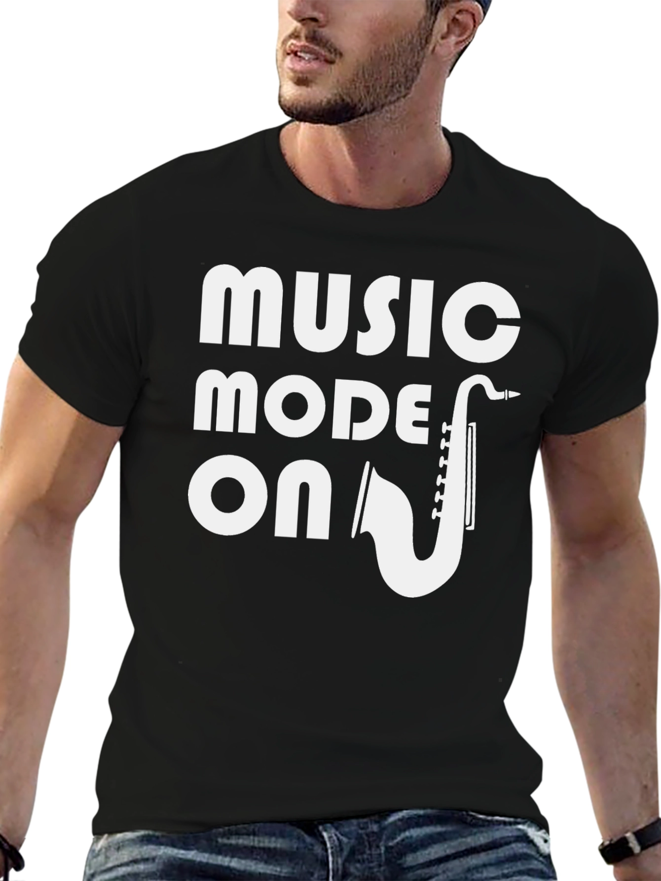 Music Mode On Black T-Shirt