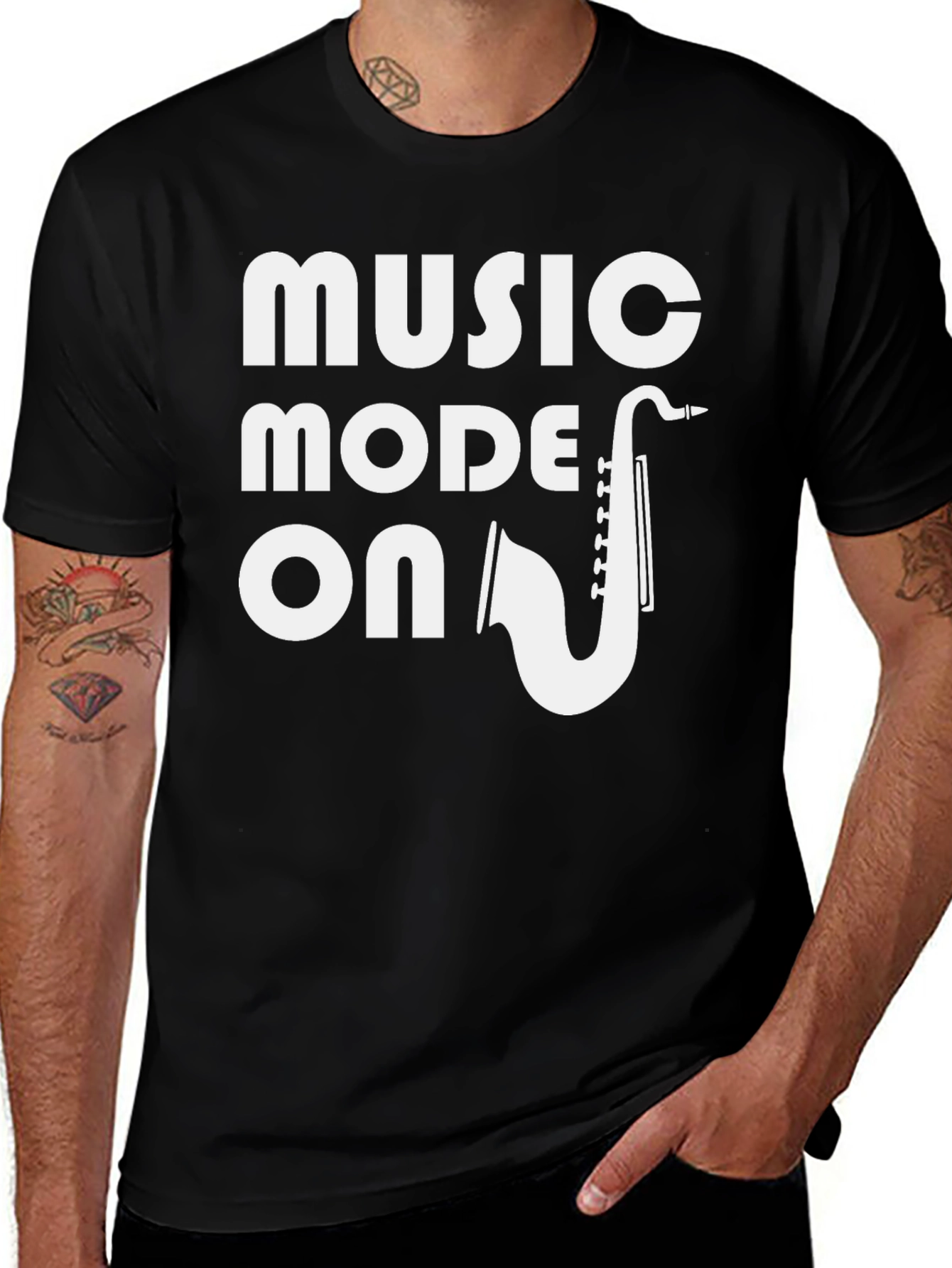 Music Mode On Black T-Shirt