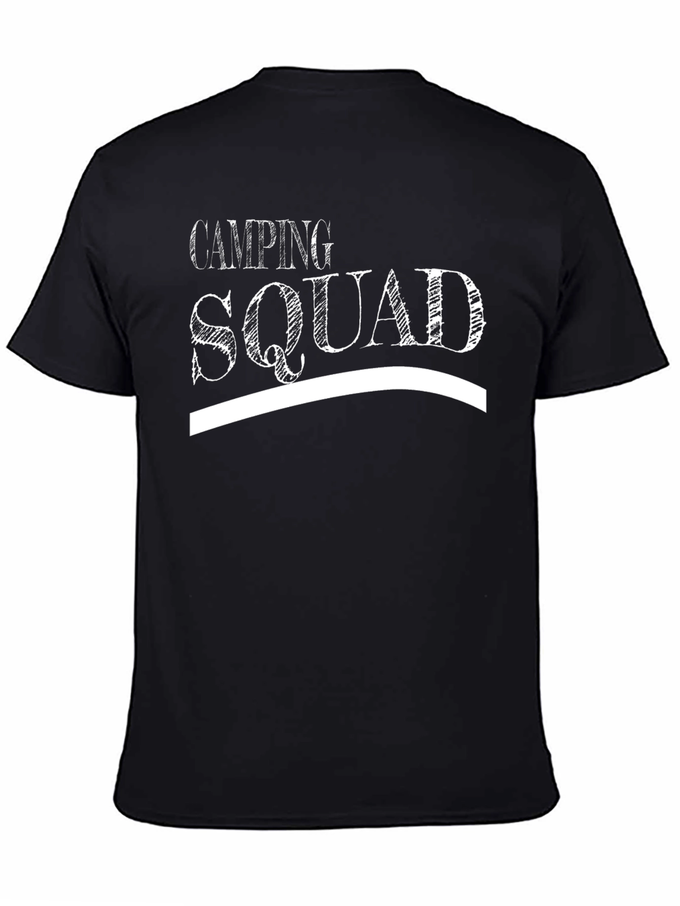 Camping Squad Graphic Tee - Black Cotton T-Shirt