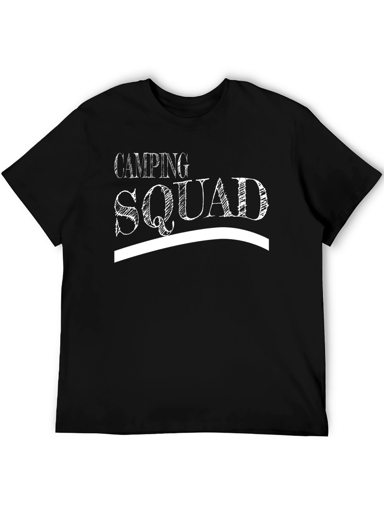 Camping Squad Graphic Tee - Black Cotton T-Shirt