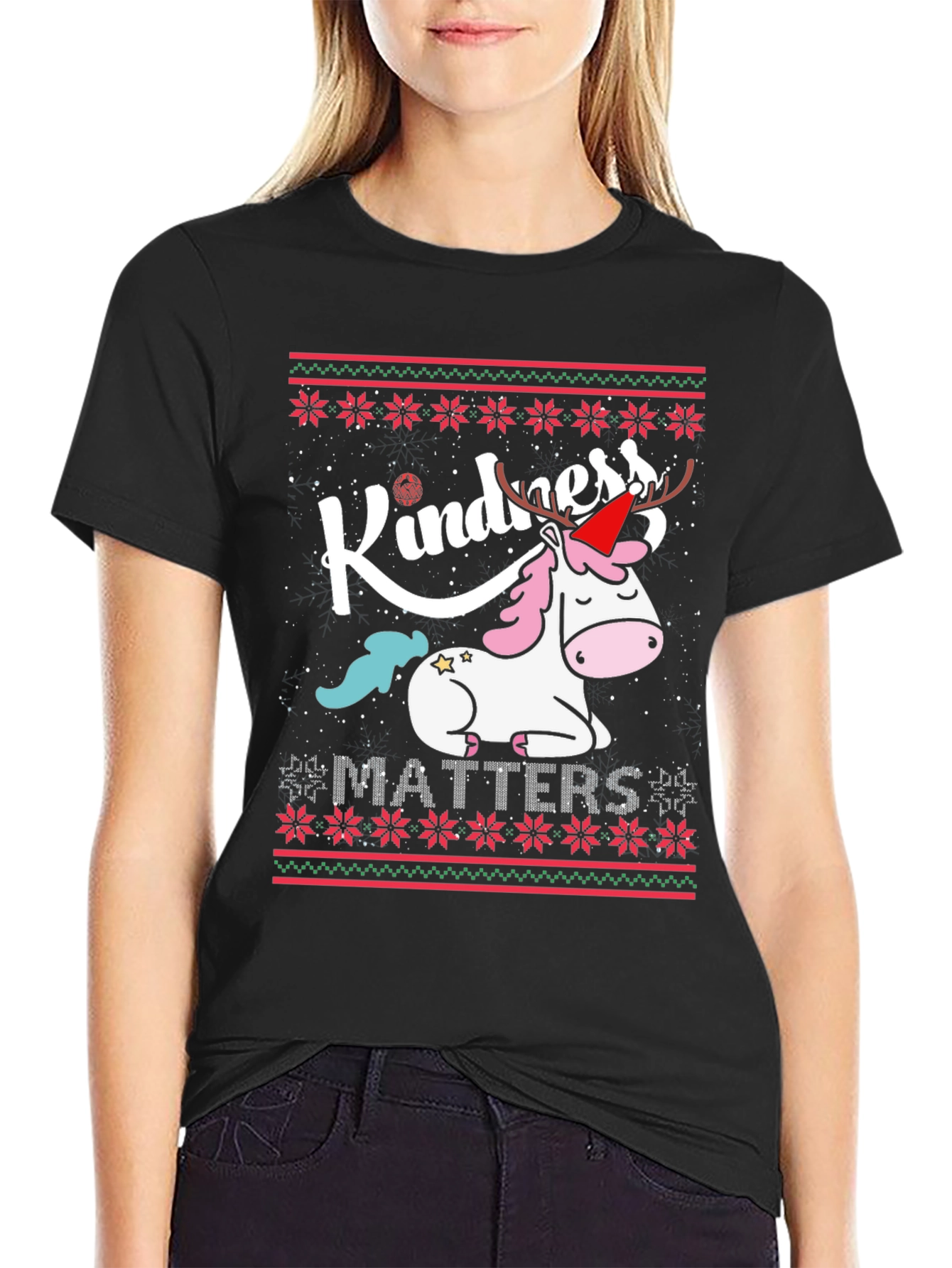 Kindness Matters Unicorn Christmas T-Shirt