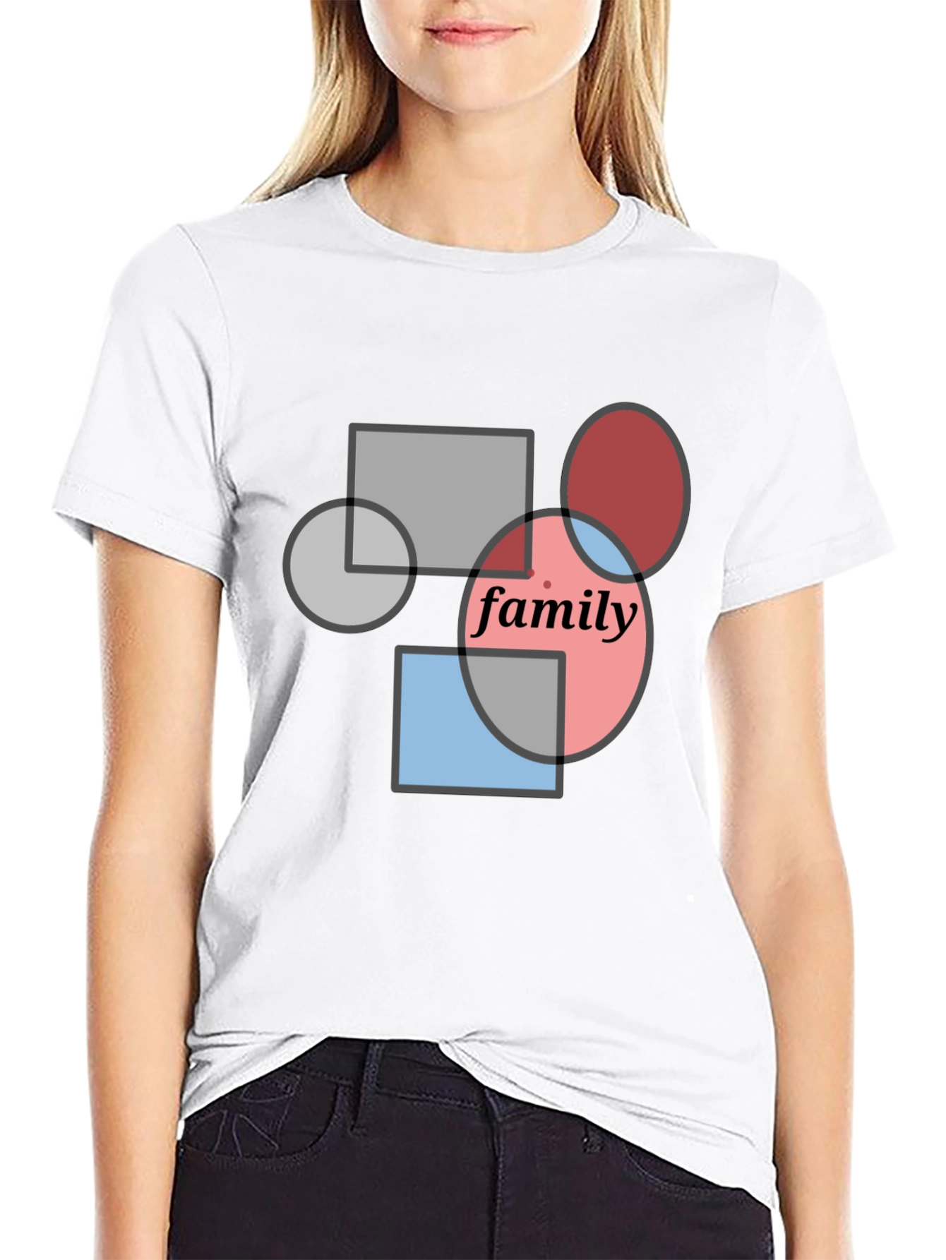 Family Geometric Graphic Tee - Modern Casual Shirt